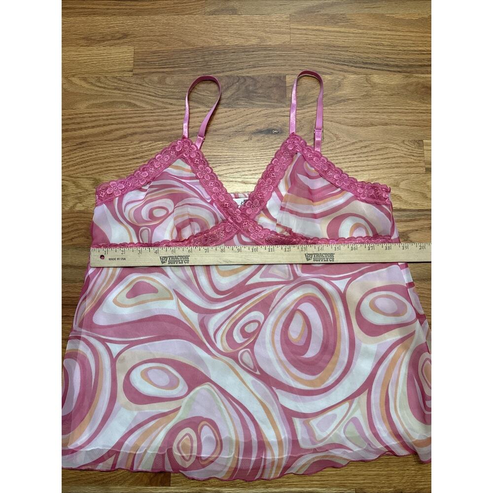 E.K. Designs Y2K Funky Swirl Pink Lace Trim Camisole Tank Top Sz XL - Picture 6 of 6